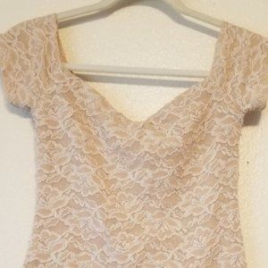 Pins and Needles Lace Off The Shoulder Mini Dress